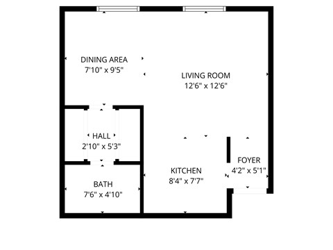 Floor plan for studio, 1 bath, 495 sqft